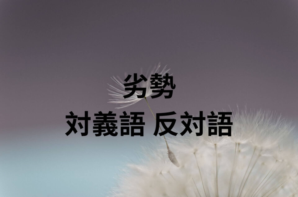 劣勢 対義語 反対語とは?意味 例文 会話例から確認してみましょう! | たいぎごン